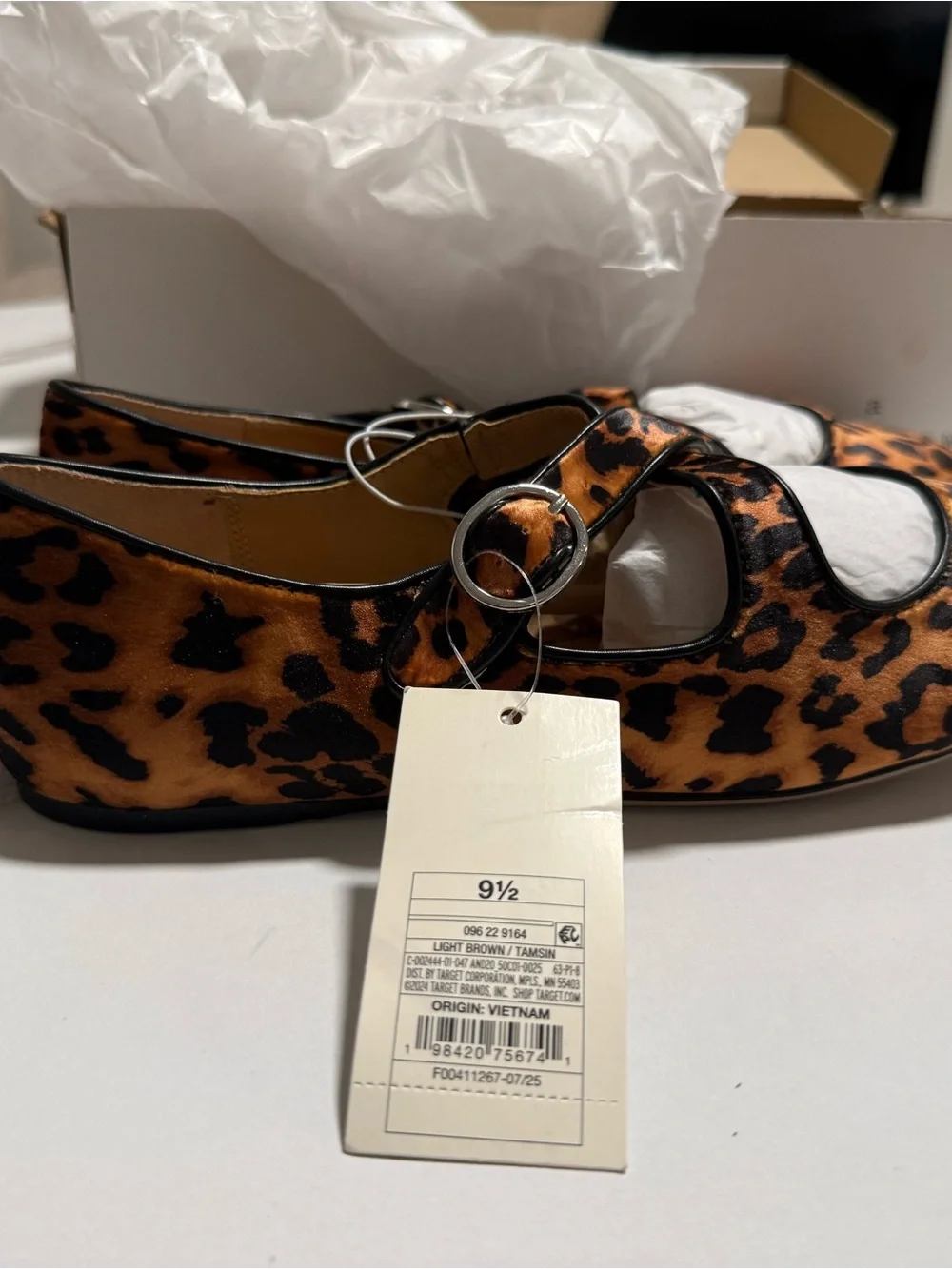 a new day Leopard Print Mary Jane Flats in Light Brown and Black